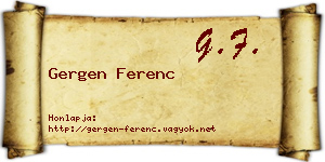 Gergen Ferenc névjegykártya